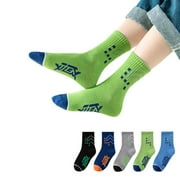 WUANDIXFA Ruffle Socks Girls 5 Pairs Girls Athletic Ankle Socks for Cotton Short Socks for Little Big Kids Socks for Toddler Boys Cotton Green,3-5 Years